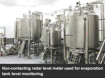 Non-contacting radar level meter used for evaporation tank level monitoring