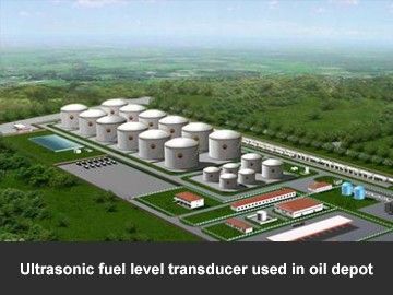 Ultrasonic fuel level transducer used in oil depot