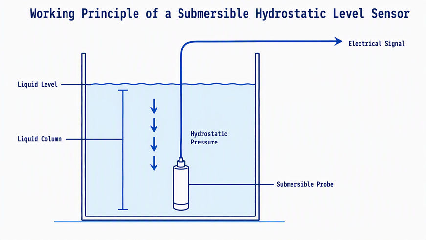 Simple Working Diagram of Hydrostatic Level Sensor
